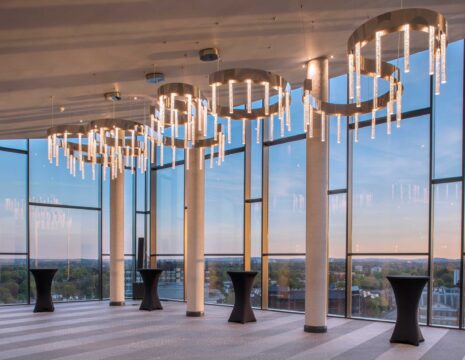 Sky Loft with sunset and modern gold lighting