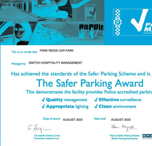 Certificate Park Regis Car Park