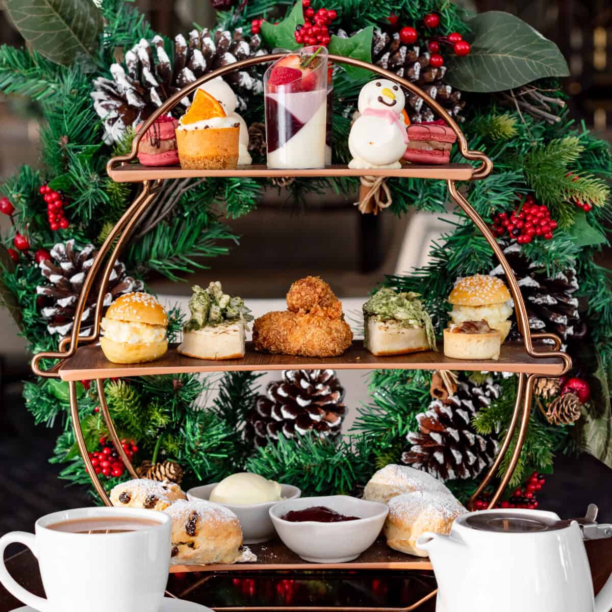 Festive Tea with Cranberry and Turkey Croquets, Hen’s Egg