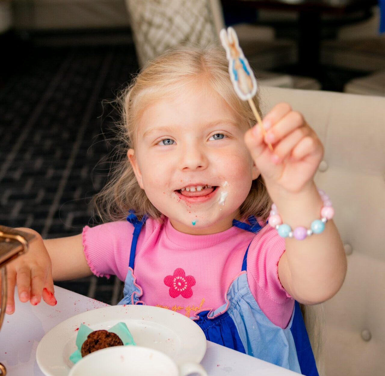 A girl enjoys afternoon tea